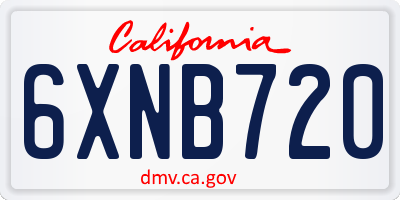 CA license plate 6XNB720