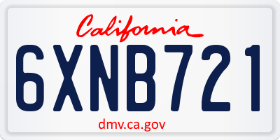 CA license plate 6XNB721