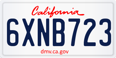 CA license plate 6XNB723
