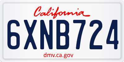 CA license plate 6XNB724