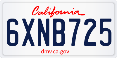 CA license plate 6XNB725