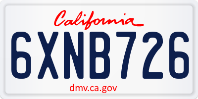 CA license plate 6XNB726