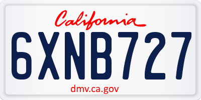 CA license plate 6XNB727