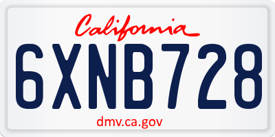CA license plate 6XNB728
