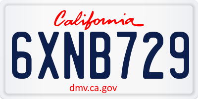 CA license plate 6XNB729