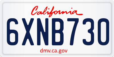 CA license plate 6XNB730