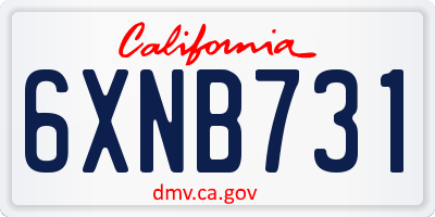 CA license plate 6XNB731