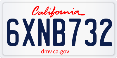 CA license plate 6XNB732