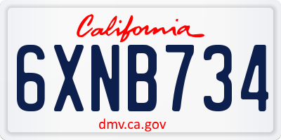 CA license plate 6XNB734