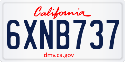 CA license plate 6XNB737