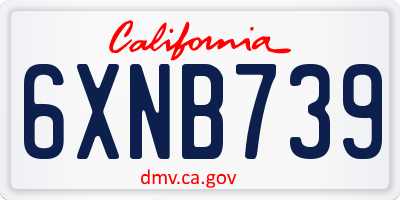 CA license plate 6XNB739