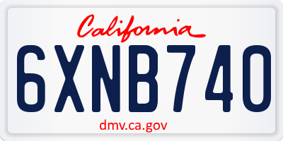 CA license plate 6XNB740