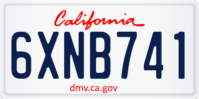 CA license plate 6XNB741