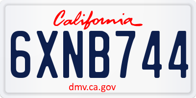 CA license plate 6XNB744