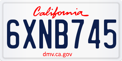 CA license plate 6XNB745
