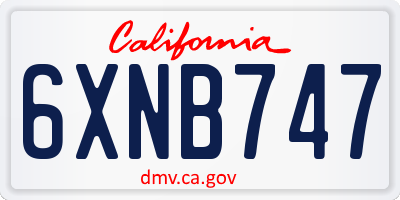 CA license plate 6XNB747