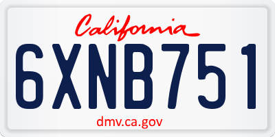 CA license plate 6XNB751