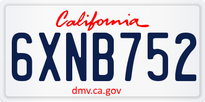 CA license plate 6XNB752