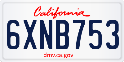 CA license plate 6XNB753