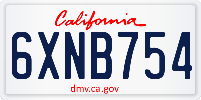 CA license plate 6XNB754