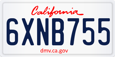 CA license plate 6XNB755