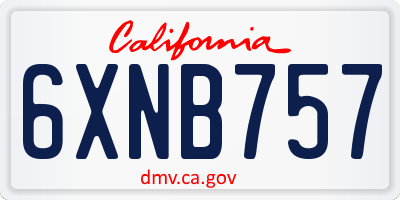 CA license plate 6XNB757