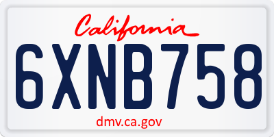 CA license plate 6XNB758