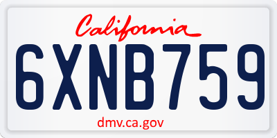 CA license plate 6XNB759