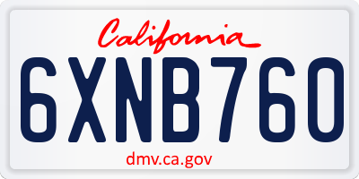 CA license plate 6XNB760
