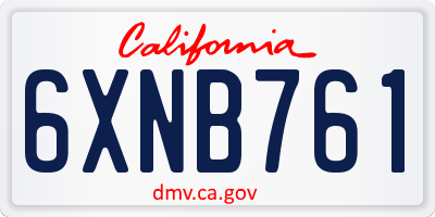 CA license plate 6XNB761