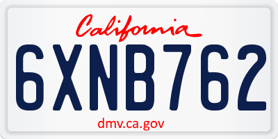CA license plate 6XNB762