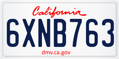 CA license plate 6XNB763