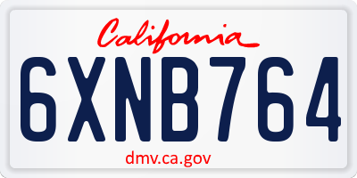 CA license plate 6XNB764