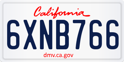 CA license plate 6XNB766