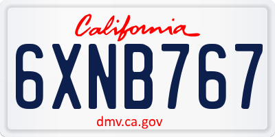 CA license plate 6XNB767
