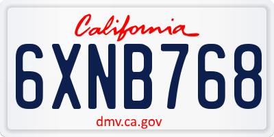 CA license plate 6XNB768