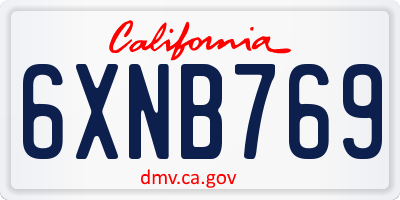 CA license plate 6XNB769