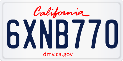 CA license plate 6XNB770