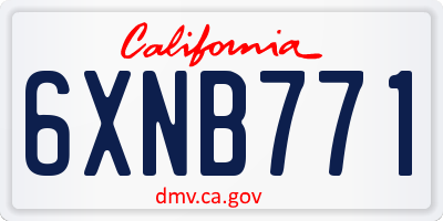 CA license plate 6XNB771