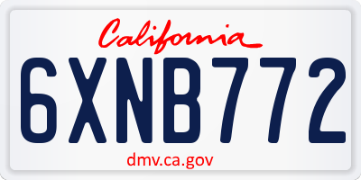 CA license plate 6XNB772