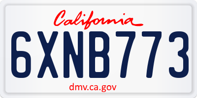 CA license plate 6XNB773