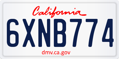CA license plate 6XNB774