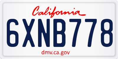 CA license plate 6XNB778
