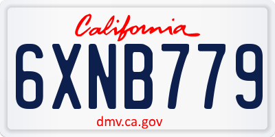 CA license plate 6XNB779