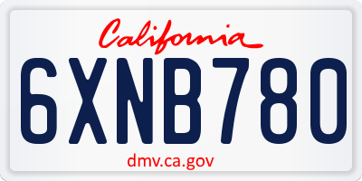 CA license plate 6XNB780