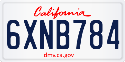 CA license plate 6XNB784
