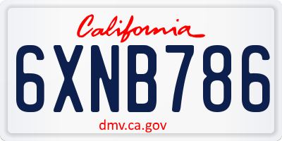 CA license plate 6XNB786