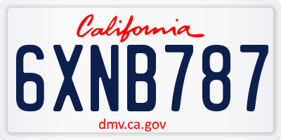 CA license plate 6XNB787
