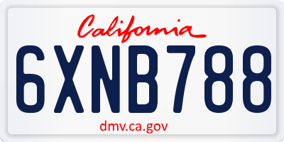 CA license plate 6XNB788