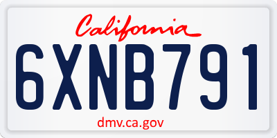 CA license plate 6XNB791